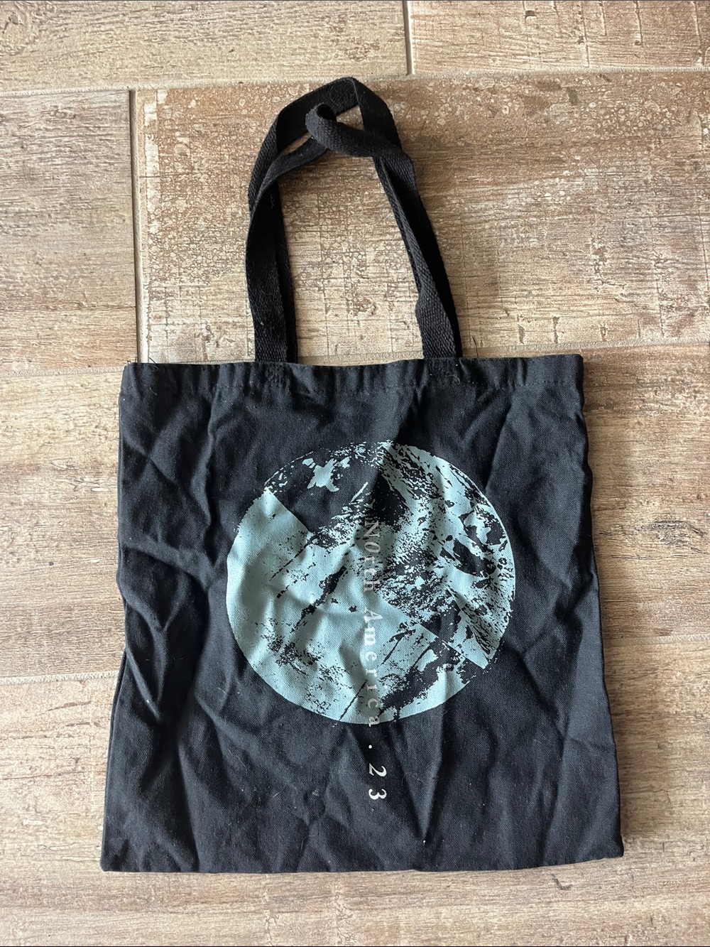 Black Tote Bag with Mint Circular Graphic